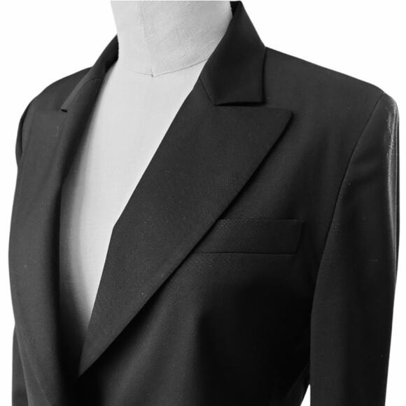 Theory 100% Wool Single Breasted Blazer Contrast Cuffs Size 10 Black Parisian - Picture 4 of 13